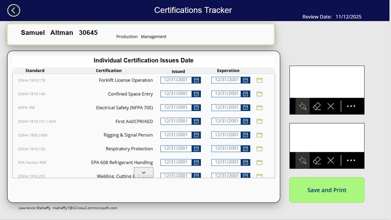 Manpower-Certification Tracker